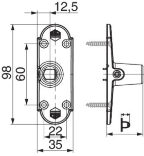 MACO Haltekonsole mit Sicherheitsfeder BLR B=35 H=55 für Verstellkloben bis L165 weiß