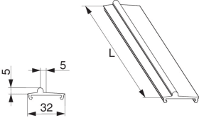 Maco  Laufschiene HS-ST flach in Alu Versatz 5 Nut 30x5 H=5mm L=3.500mm silber  466978