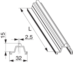 Maco  Laufschiene HS-ST hoch in Alu Versatz 2,5 Nut 30x5 H=15mm L=2.500mm silber  468766