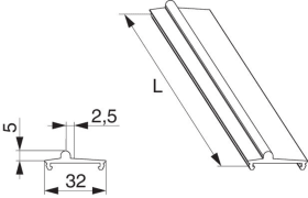 Maco  Laufschiene HS-ST flach in Alu Versatz 2,5 Nut 30x5 H=5mm L=6.500mm silber  468910