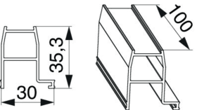 Maco  Aufsatzschiene HS-ST in Alu für fixen Flügel Salamander eD 82 Nut 22x31 L=100 silber  476099