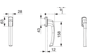 Maco  SKB Griff Harmony Innengriff mit 90° Raste mit Nocken 10/12 ohne Stift schwarzbraun F5  24658