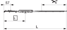 Maco  MM Getriebe fix DK mit Kippschwinge DM 6,5 660 ohne Zapfen GM 190 FFH 455-660 silber  212028