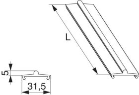 Maco  Laufschiene HS-ST flach in Alu flächenbündig Versatz 0 Nut 30x5 H=5mm L=6.500mm silber  477106