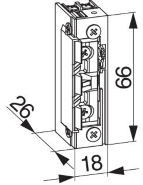 Maco Hautau MACO E-Öffner mit Fallenrutsche schmal mit mechanischer Entriegelung mit Arretierung 10-24 V, 477428