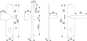 Maco  Wechselgarnitur Breitschild mit Nocken 10 E=92 Profilstärke 64-83 mm edelstahl  477438