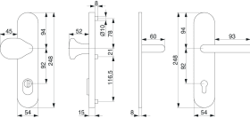 Maco  Wechselgarnitur Breitschild mit Nocken 10 E=92 Profilstärke 64-83 mm edelstahl  477440