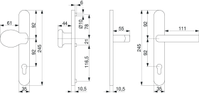 Maco  Wechselgarnitur Schmalschild mit Nocken 10 E=92 silber  477465