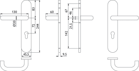 Hermat FS Drückergarnitur 1801/2002.U,LS ov.,PZ72/9,TS 37-58,ER