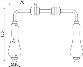Hermat Drückerpaar FLORA 1047.P, 8mm,messing poliert/blau gold