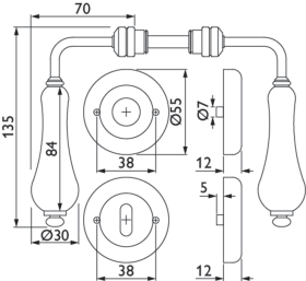Hermat Drückergarnitur 1047,Ros.,rd.,BB,8,mess.pol./bl.gold