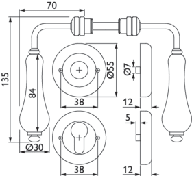 Hermat Drückergarnitur 1047,Ros.,rd.,PZ,8,mess.pol./bl.gold