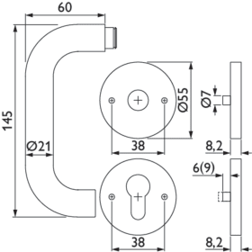 Hermat Halbgarnitur 1801.Ø21/2073.M,Ros.,rd.,PZ,10,ER