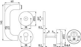 Hermat Sicherheits-Halbgarnitur 1801/2038, m.Gegenros. rd, ES0, ZA/PZ,VK 10, ER