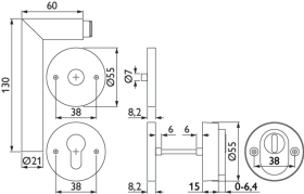 Hermat Sicherheits-Halbgarnitur 1802/2038, m.Gegenros. rd, ES0, ZA/PZ,VK 8, ER