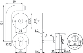 Hermat Sicherheits-Halbgarnitur 1803/2038, m.Gegenros. rd, ES0, ZA/PZ,VK 8, ER