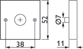 Hermat Drückerrosette 2011.K,eckig, 11mm,TS 38-42,ER pol.