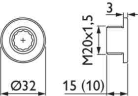 Hermat Drückerrosette 2401/STUMPF außen,rund, 15mm,TS 43-50,ER