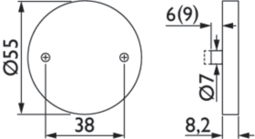Hermat Schlüsselrosette 2073.M,rund,BL, 8,2mm,class.black