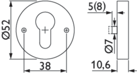 Hermat Schlüsselrosette 2031.K,rund,PZ, 11mm,TS 38-42,vern.