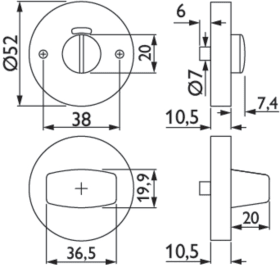 Hermat Schlüsselrosette 2036.K,rund,WC/SS (6), 10,5mm,TS 40,TS 38-45,ER