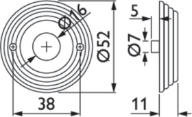 Hermat Drückerrosette 2069,rund, 11mm,gl.vern.
