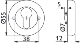 Hermat Schlüsselrosette 2060,rund,PZ, 12mm,ant.brün.