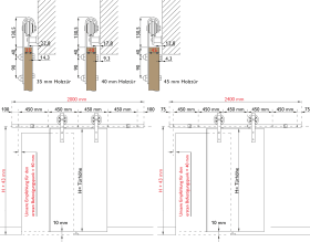 Hermat Schiebetürbeschlag,mit Laufschiene,DIMARO, 2400mm,FB max.1200, 100kg,schwarz