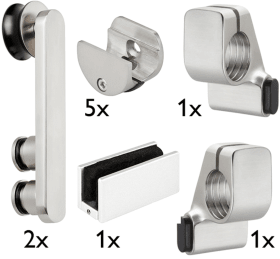 HERMAT Wohnraumtür-Schiebetürbeschlag TORBOLE Grundkarton Glasschiebetüren 8-10 mm Edelstahl matt