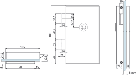 Hermat Ganzglastürschloss 6051,UG,8mm,DR,ähnlich RAL 9005,FlüFA