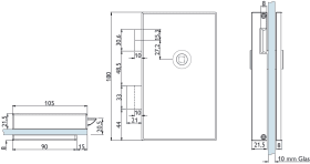 Hermat Ganzglastürschloss 6051,UG,10mm,DR,ähnlich RAL 9005,FlüFA