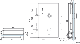 Hermat Ganzglastürschloss 6053,PZ,8mm,DR,ähnlich RAL 9005,FlüFA