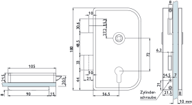 Hermat Ganzglastürschloss 6037.R.SGS,PZ,10mm,DL,ER-Optik,FlüFA