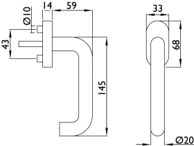 Hermat Fenstergriff BASIC 01 1801/DK.KGL,Stand.,ov.,fb.,7/24/32+36/42,cl.bl.
