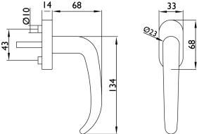 Hermat Fenstergriff BASIC 06 1806/DK.KGL,Stand.,ov.,7/24/32+36/42,cl.bl.