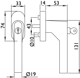 Hermat Fenstergriff BASIC 02 1802/DKI/1627,abschl.,ov.,7/24/31+36/42,gl.,cl.bl.