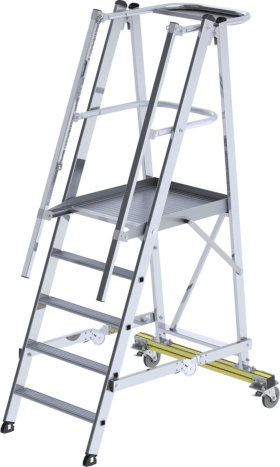 ALU-PODESTLEITER 5 STUFEN MIT HANDLAUF PODESTHÖHE 1,15M ARBEITSH. - 3,15M 52305