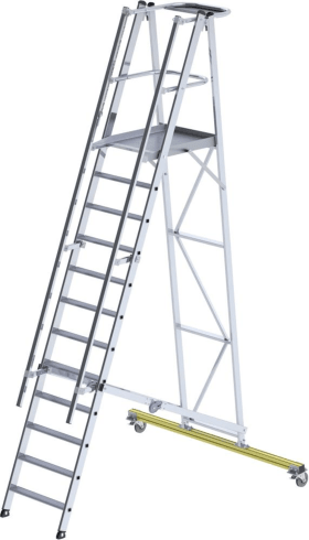 ALU-PODESTLEITER 12 STUFEN MIT HANDLAUF PODESTHÖHE 2,77M ARBEITSH. - 4,80M 52312
