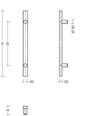 GRIFFSTANGE ZAE 316 MIT GERADEN STÜTZEN ES4025.1 HALBRUNDPROFIL  2000/1800MM