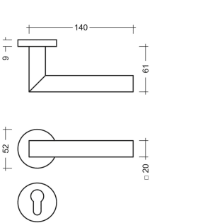 HALBGRT.MIT RUNDER ROSETTE HG 420.40.7 8 MM INKL.PZ ROSETTE RAL 9005 FEINSTR.
