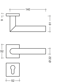 HALB-GRT.ROSETTE ECKIG INKL.PZ ROSETTE HG 122.40.9 8 MM RAL 9005 FEINSTRUKTUR