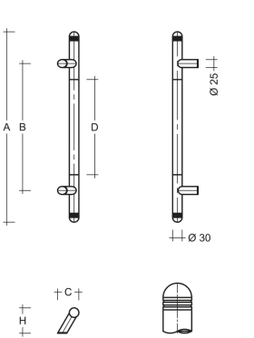 STOSSGRIFF ZAE 560K3 EINSATZ ALU MATT SI EA30.250.2.3S L=370MM B=250MM SCHRÄG60