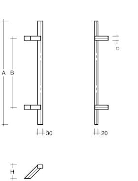 STOSSGRIFF ES 3020.16 SCHRÄGE STÜTZE L=1000 MM A=800 MM EDELSTAHL MATT