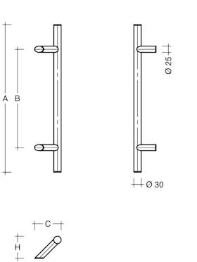 GRIFFSTANGE ZAE 315 MIT SCHRÄGEN STÜTZEN ES300.9R GRIFFENDEN M RILLEN 1400/1200MM