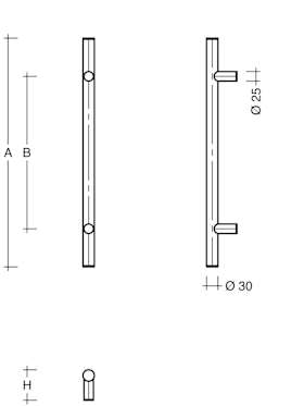 GRIFFSTANGE ZAE 315 MIT GERADEN STÜTZEN ES300.1R GRIFFENDEN M RILLEN 1600/1400MM