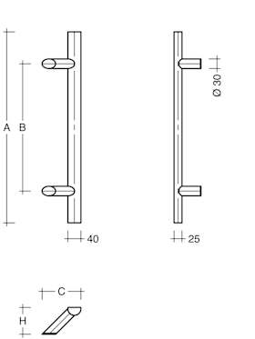GRIFFSTANGE ZAE 316 MIT SCHRÄGEN STÜTZEN ES4025.9 HALBRUNDPROFIL  1400/1200MM