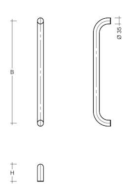 STOSSGRIFF ZAE 5 EDELSTAHL Ø35 MM ES35...U  ACHSMASS 700-800 MM