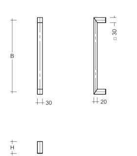 STOSSGRIFF ES3020.400 UG A=400 MM EDELSTAHL MATT