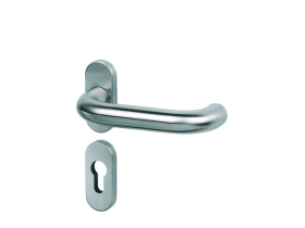 behle Innendrücker auf Rosette oval U-Form 10 mm RAL 9005 matt mit HHF