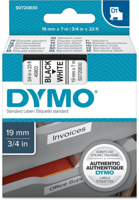 DYMO SCHRIFTBAND D1 45803 SCHWARZ/WEISS 19MMX7M 5411313452137